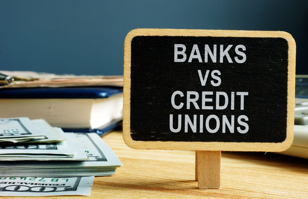 banks vs credit unions sign