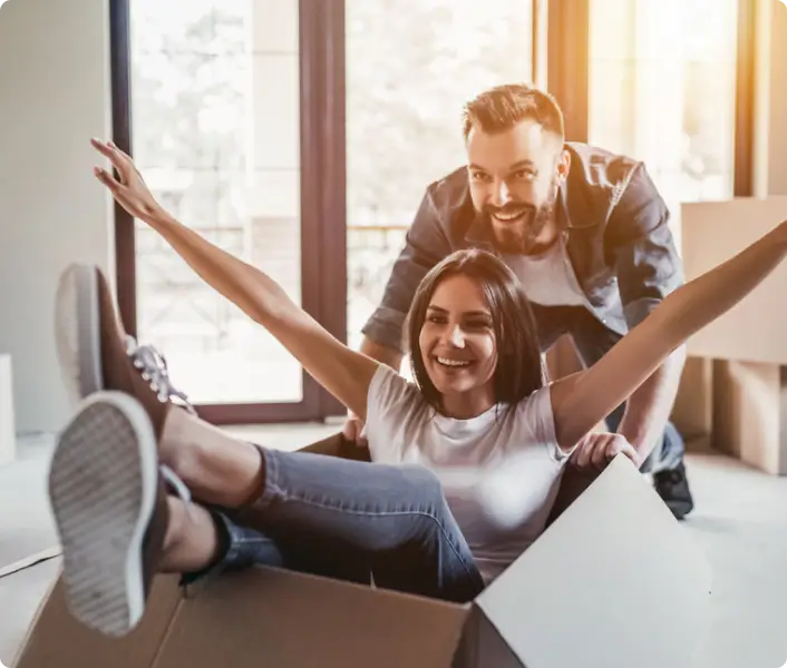 Young couple moving into a new home