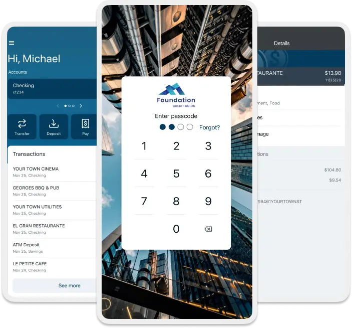 Foundation Credit Union mobile app photo mockup